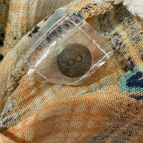 Free People One Grunge Ombré Plaid Top - Yellow Multi - Medium - Picture 12 of 16